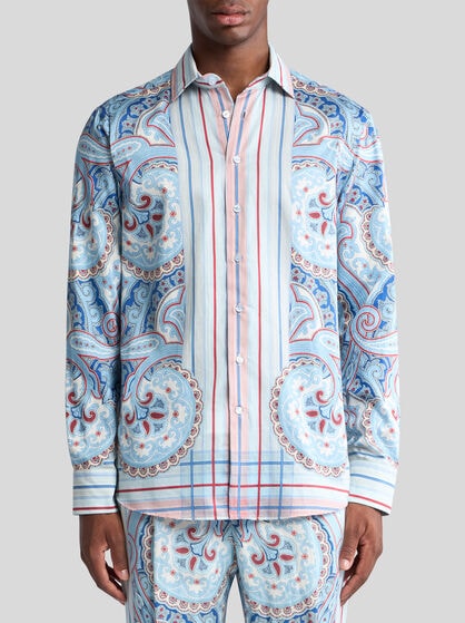 PAISLEY COTTON SHIRT WITH STRIPES