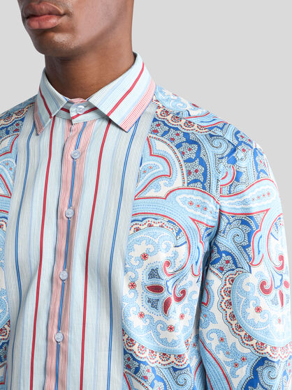 PAISLEY COTTON SHIRT WITH STRIPES