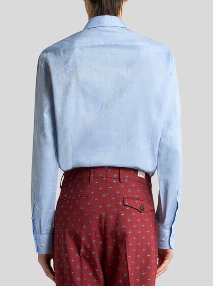 COTTON JACQUARD SHIRT WITH GECKO MOTIF