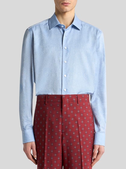 COTTON JACQUARD SHIRT WITH GECKO MOTIF