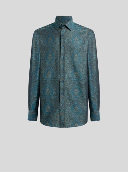 COTTON JACQUARD SHIRT WITH ORNAMENTAL MOTIF