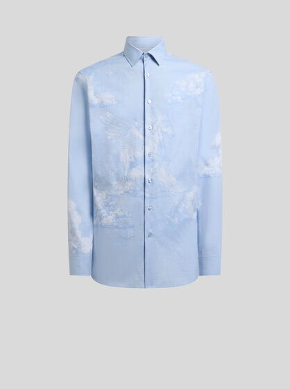 COTTON SHIRT WITH PLACED PEGASO MOTIF