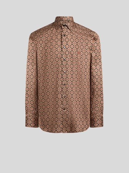 COTTON SATIN SHIRT WITH MEDALLION MOTIF