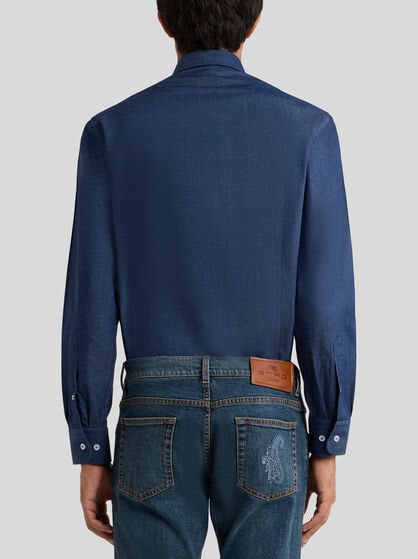 CHAMBRAY SHIRT WITH ETRO LOGO