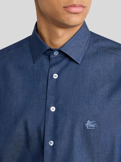 CHAMBRAY SHIRT WITH ETRO LOGO