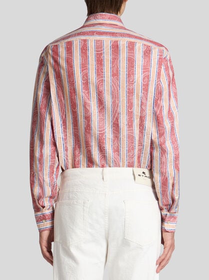 STRIPED SHIRT WITH PAISLEY DETAILING