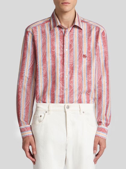 STRIPED SHIRT WITH PAISLEY DETAILING