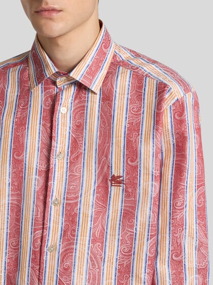 STRIPED SHIRT WITH PAISLEY DETAILING