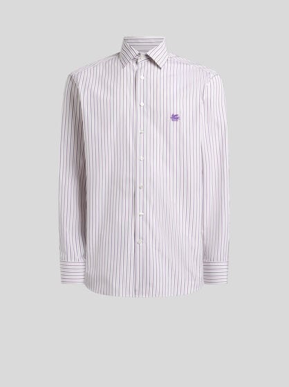 STRIPED COTTON SHIRT WITH PEGASO LOGO