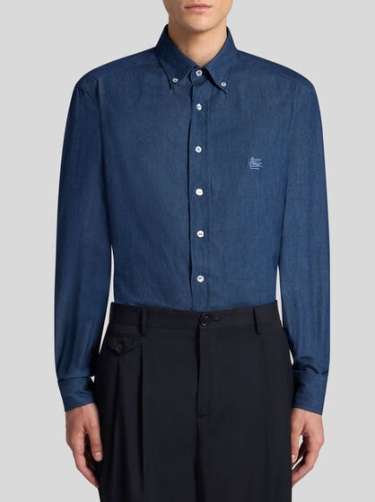 DENIM SHIRT WITH LOGO