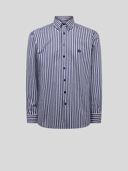 STRIPED BUTTON-DOWN COTTON SHIRT