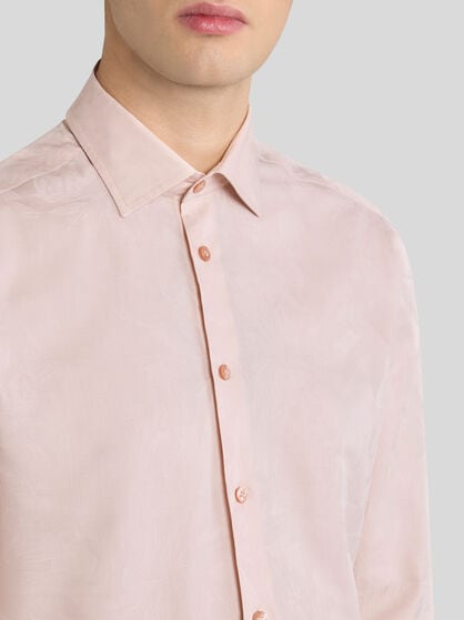 JACQUARD SHIRT WITH TONE-ON-TONE FLORAL MOTIF