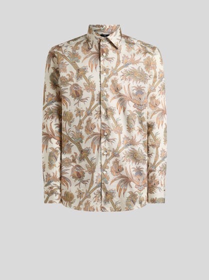SHIRT IN COTTON SATIN WITH FLORAL PAISLEY MOTIF