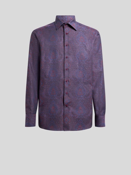 COTTON JACQUARD SHIRT WITH ORNAMENTAL MOTIF
