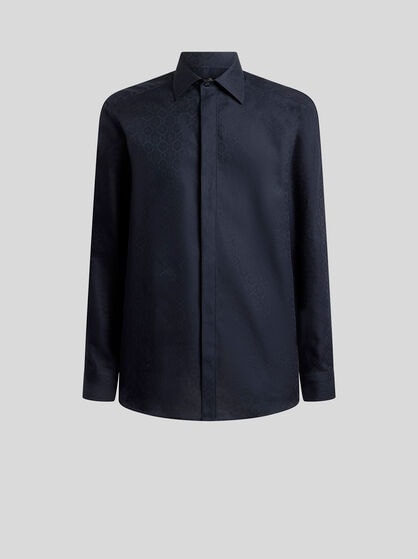COTTON JACQUARD SHIRT WITH MEDALLION MOTIF