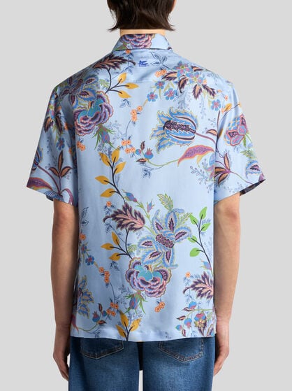 SILK SHIRT WITH PEACOCK MOTIF