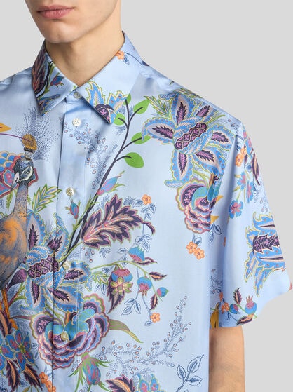 SILK SHIRT WITH PEACOCK MOTIF