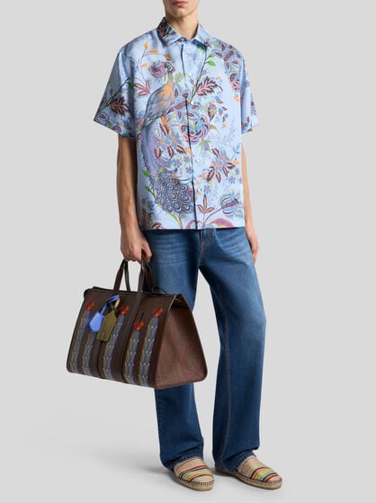 SILK SHIRT WITH PEACOCK MOTIF