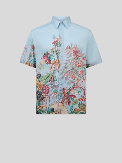 COTTON SHIRT WITH PLACED FLORAL PRINT
