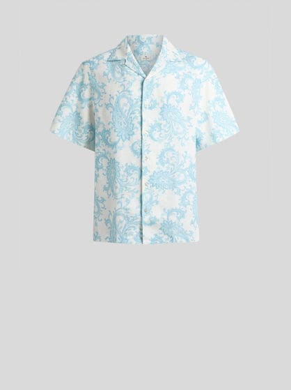 LINEN BOWLING SHIRT WITH PAISLEY MOTIF