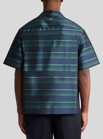 STRIPED AND SAFARI-PRINT BOWLING SHIRT