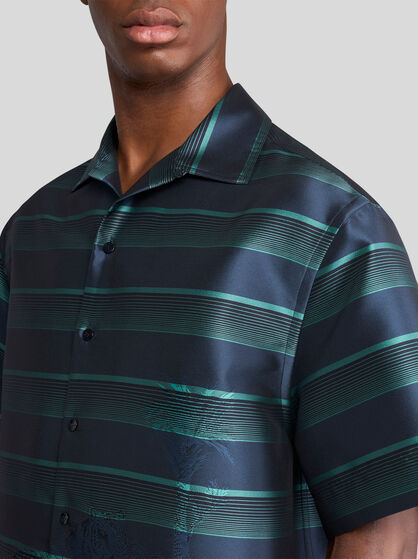 STRIPED AND SAFARI-PRINT BOWLING SHIRT