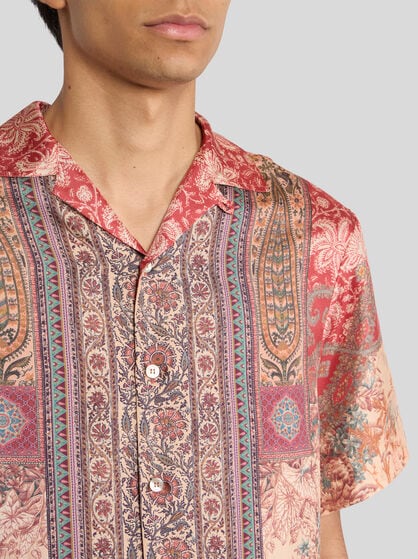 PRINTED SILK BOWLING SHIRT