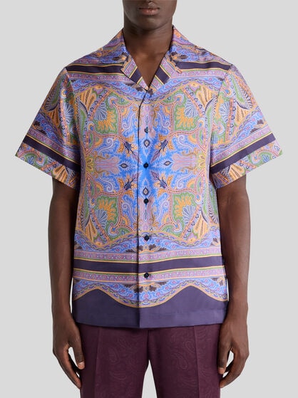 TWILL SHIRT WITH PLACED PAISLEY PRINT
