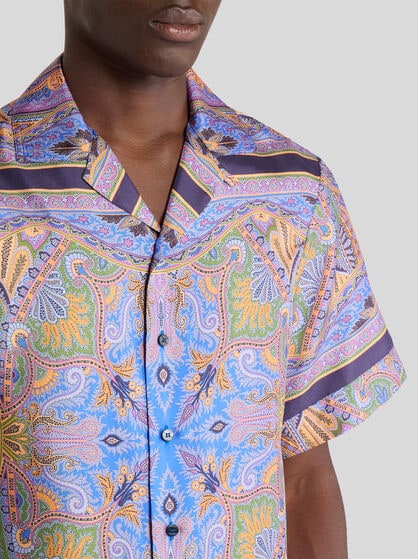 TWILL SHIRT WITH PLACED PAISLEY PRINT