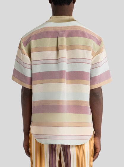 STRIPED LINEN POLO SHIRT