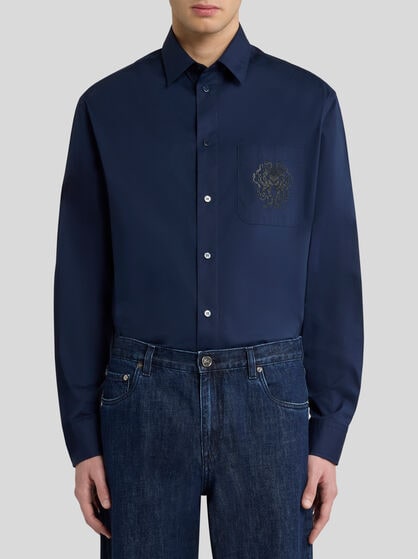 SHIRT WITH BREAST POCKET AND OCTOPUS EMBROIDERY