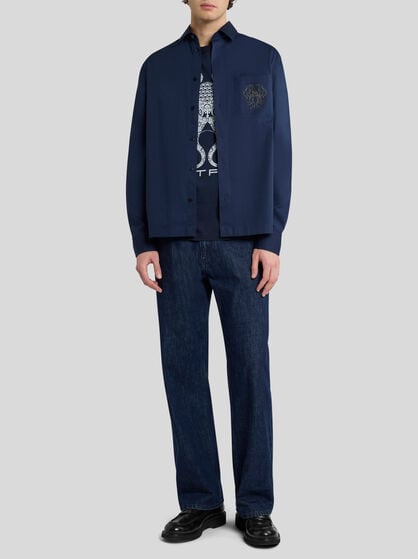 SHIRT WITH BREAST POCKET AND OCTOPUS EMBROIDERY