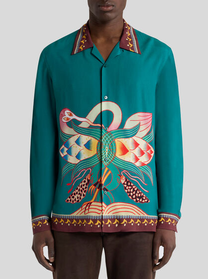 SILK SHIRT WITH PLACED PRINT