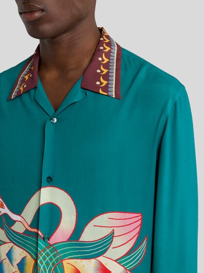 SILK SHIRT WITH PLACED PRINT