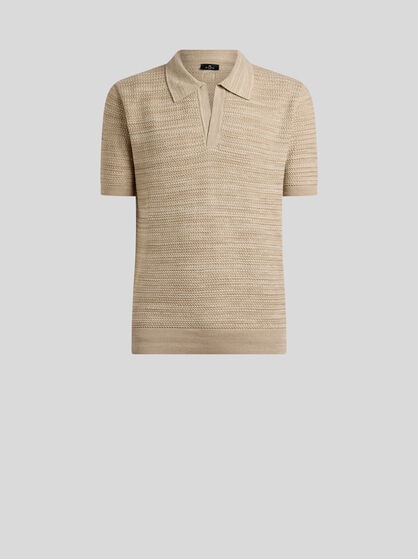 KNIT COTTON POLO SHIRT WITH BRAIDED STITCH