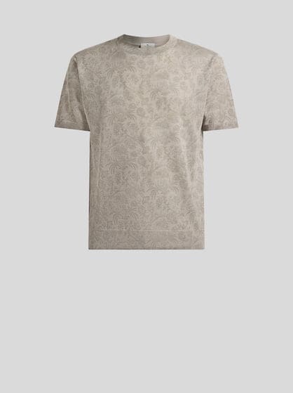 KNIT WOOL AND SILK T-SHIRT WITH FLORAL PAISLEY MOTIF
