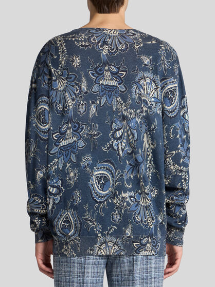 SILK AND CASHMERE SWEATER WITH MAXI FLOWERS