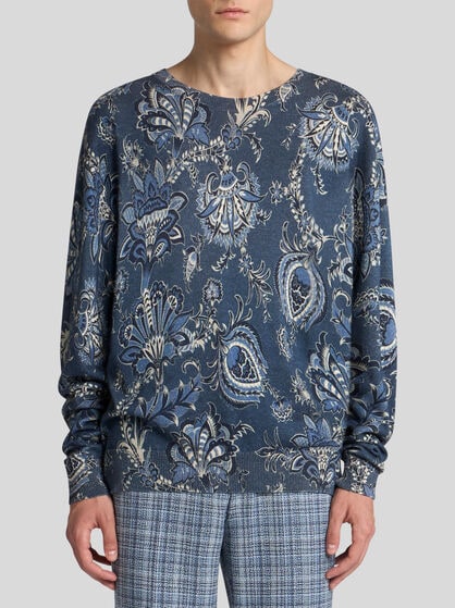 SILK AND CASHMERE SWEATER WITH MAXI FLOWERS