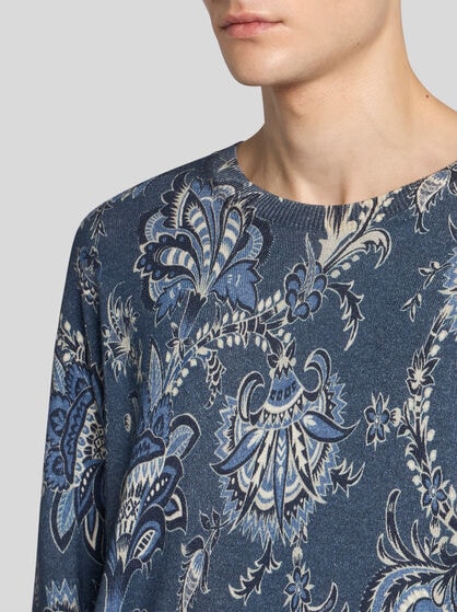 SILK AND CASHMERE SWEATER WITH MAXI FLOWERS