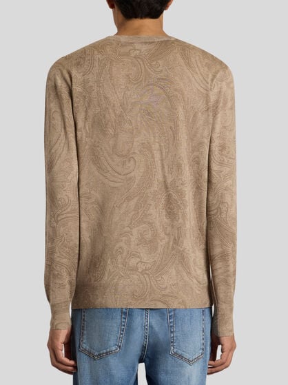 PRINTED SILK AND CASHMERE SWEATER