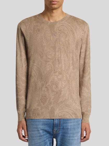 PRINTED SILK AND CASHMERE SWEATER