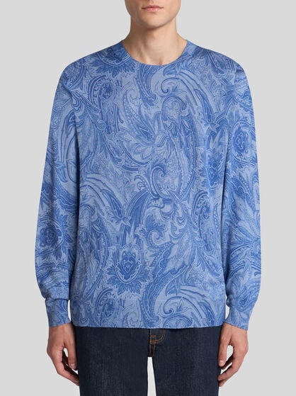 PRINTED SILK AND CASHMERE SWEATER