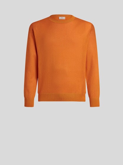 COTTON-BLEND SWEATER WITH MICRO-PATTERN