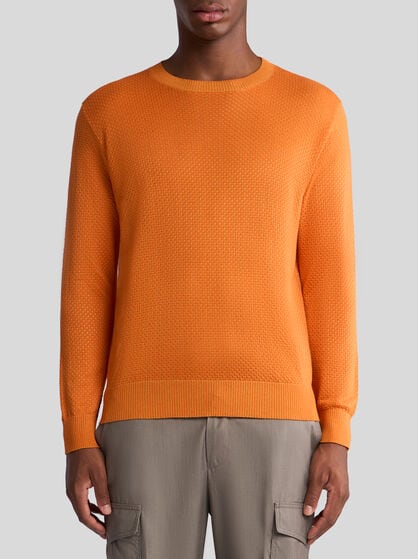 COTTON-BLEND SWEATER WITH MICRO-PATTERN