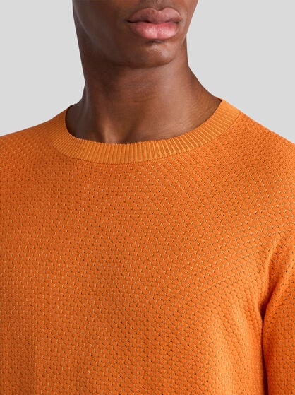 COTTON-BLEND SWEATER WITH MICRO-PATTERN