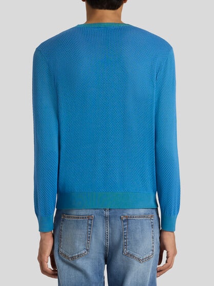 COTTON-BLEND SWEATER WITH MICRO-PATTERN