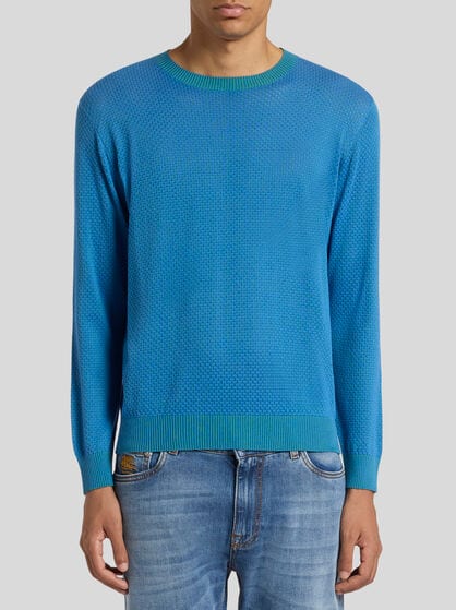 COTTON-BLEND SWEATER WITH MICRO-PATTERN