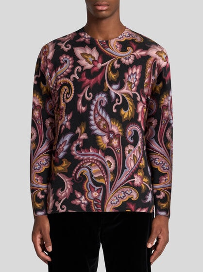 FLORAL PAISLEY CREW-NECK SWEATER