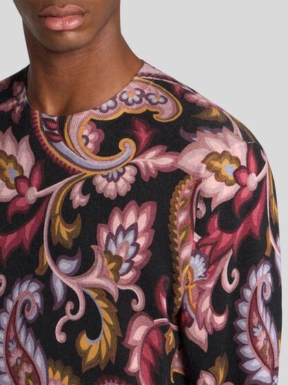 FLORAL PAISLEY CREW-NECK SWEATER