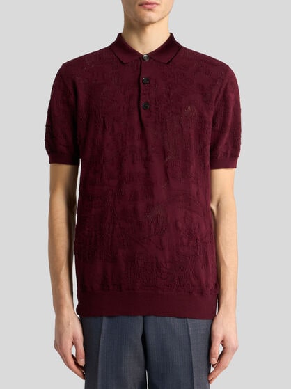 FLORAL PAISLEY COTTON POLO SHIRT